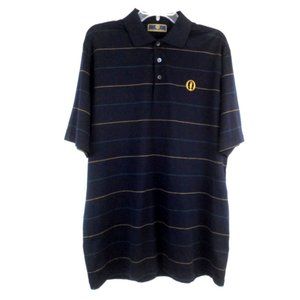 The Tartan Collection Polo Shirt Short Sleeve Navy Blue Striped